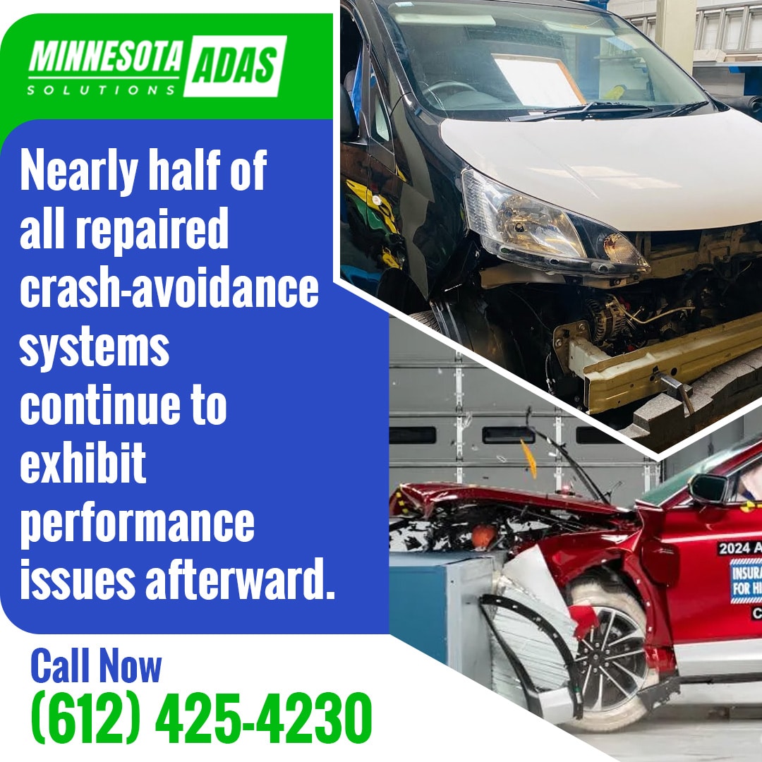 Split image showing a car undergoing front-end auto body repair alongside a vehicle impact in a crash test.
